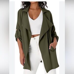 Adyson Parker Olive Green Long Sleeve Open-Front Blazer size Large